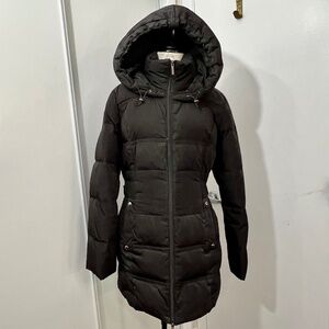 Calvin Klein women black hooded midi jacket